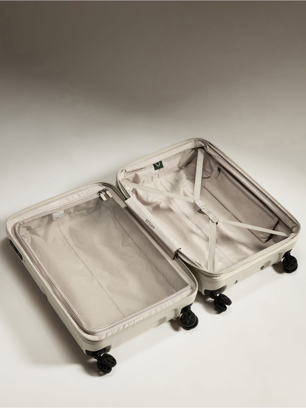 Antler Carry-On Luggage Warm Taupe Stripe Hardshell Spinner Suitcase Travel✈️ - Picture 4 of 16